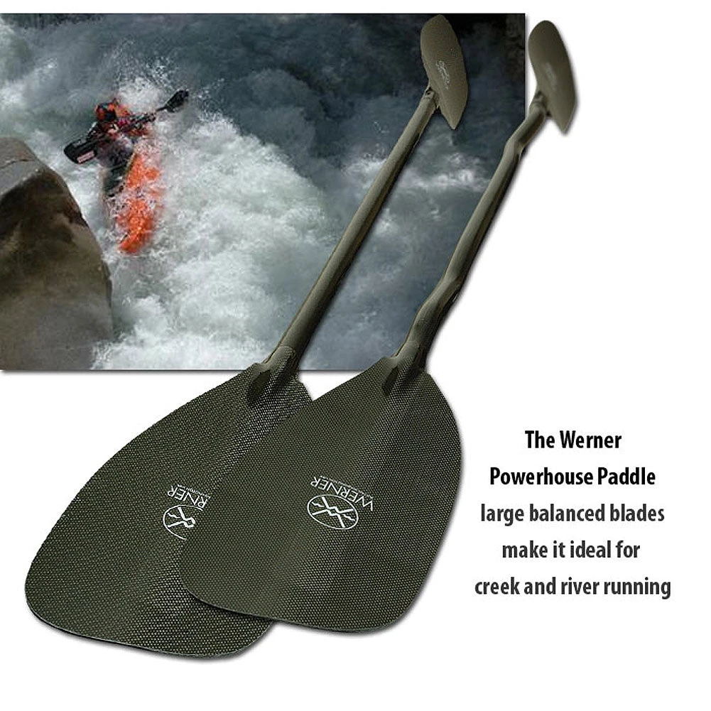 Werner Paddles Werner Powerhouse Carbon Straight Shaft Whitewater Kayak Paddle 4 Werner Paddles Werner Powerhouse Carbon Straight Shaft Whitewater Kayak Paddle - Image 4