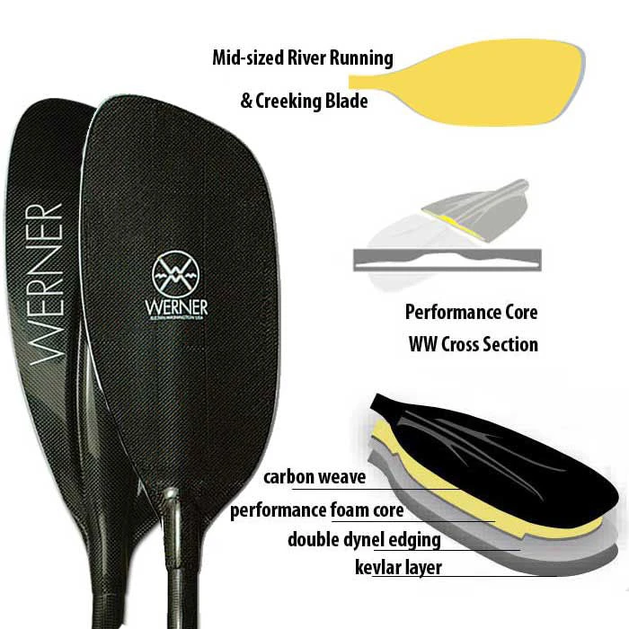 Werner Paddles Werner Stikine Carbon Bent Shaft Whitewater Kayak Paddle 3 Werner Paddles Werner Stikine Carbon Bent Shaft Whitewater Kayak Paddle - Image 3