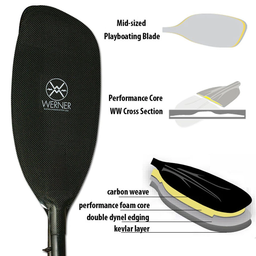 Werner Paddles Werner Double Diamond Carbon Bent Shaft Whitewater Kayak Paddle 4 Werner Paddles Werner Double Diamond Carbon Bent Shaft Whitewater Kayak Paddle - Image 4